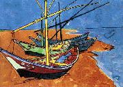 Boats on the Beach of Saintes-Maries Vincent Van Gogh